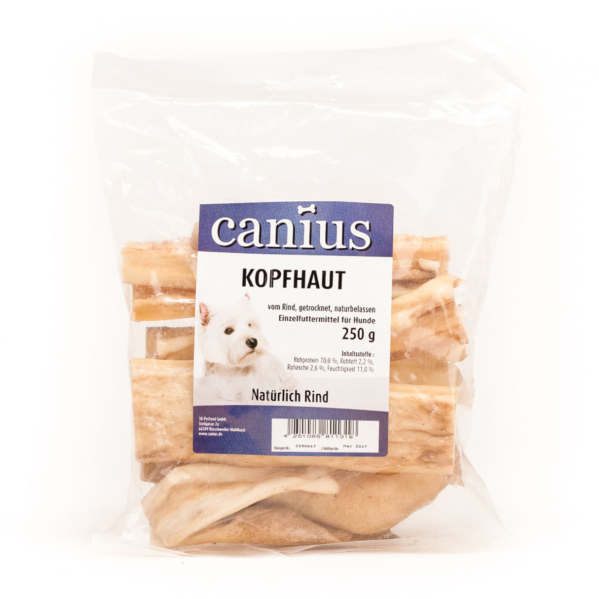 Canius Leckerli Hundesnacks Kopfhaut getrocknet 250g