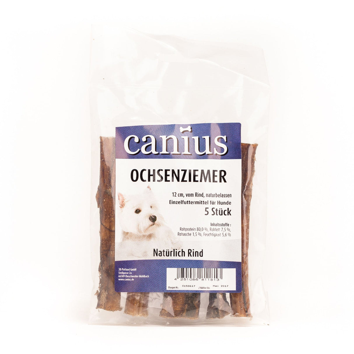 Canius Leckerli Hundesnacks Ochsenziemer 12cm 5St