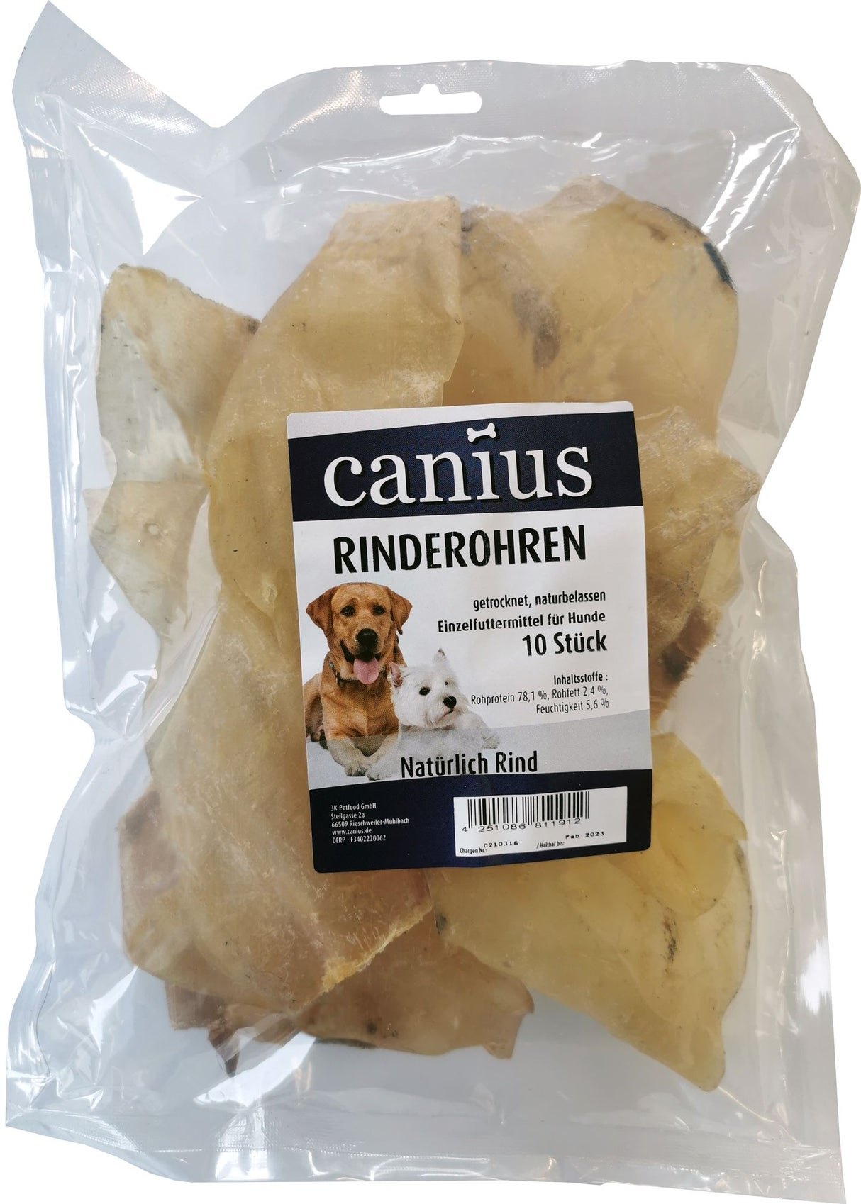 Canius Leckerli Hundesnacks Rinderohren groß 100St