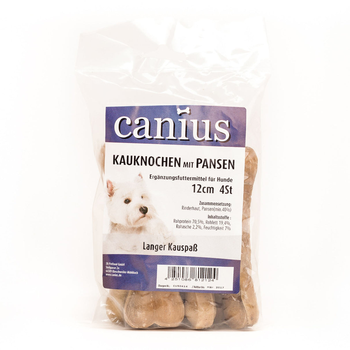 Canius Leckerli Hundesnacks Kauknochen Pansen 10cm 5St