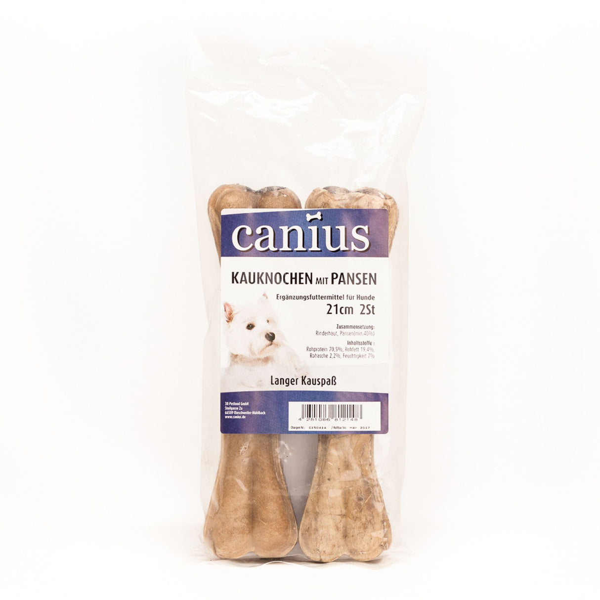 Canius Leckerli Hundesnacks Kauknochen Pansen 21cm 2St