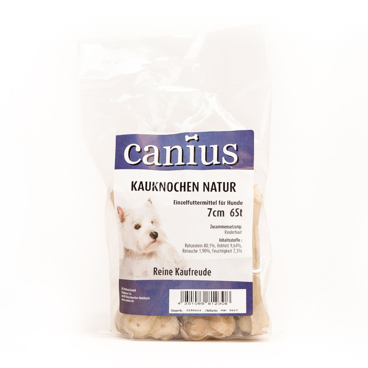 Canius Leckerli Hundesnacks Kauknochen Natur 7cm 6St