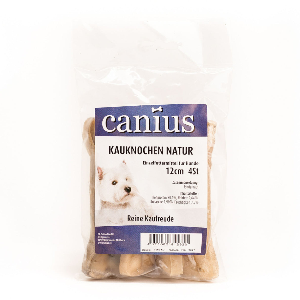 Canius Leckerli Hundesnacks Kauknochen Natur 12cm 4St