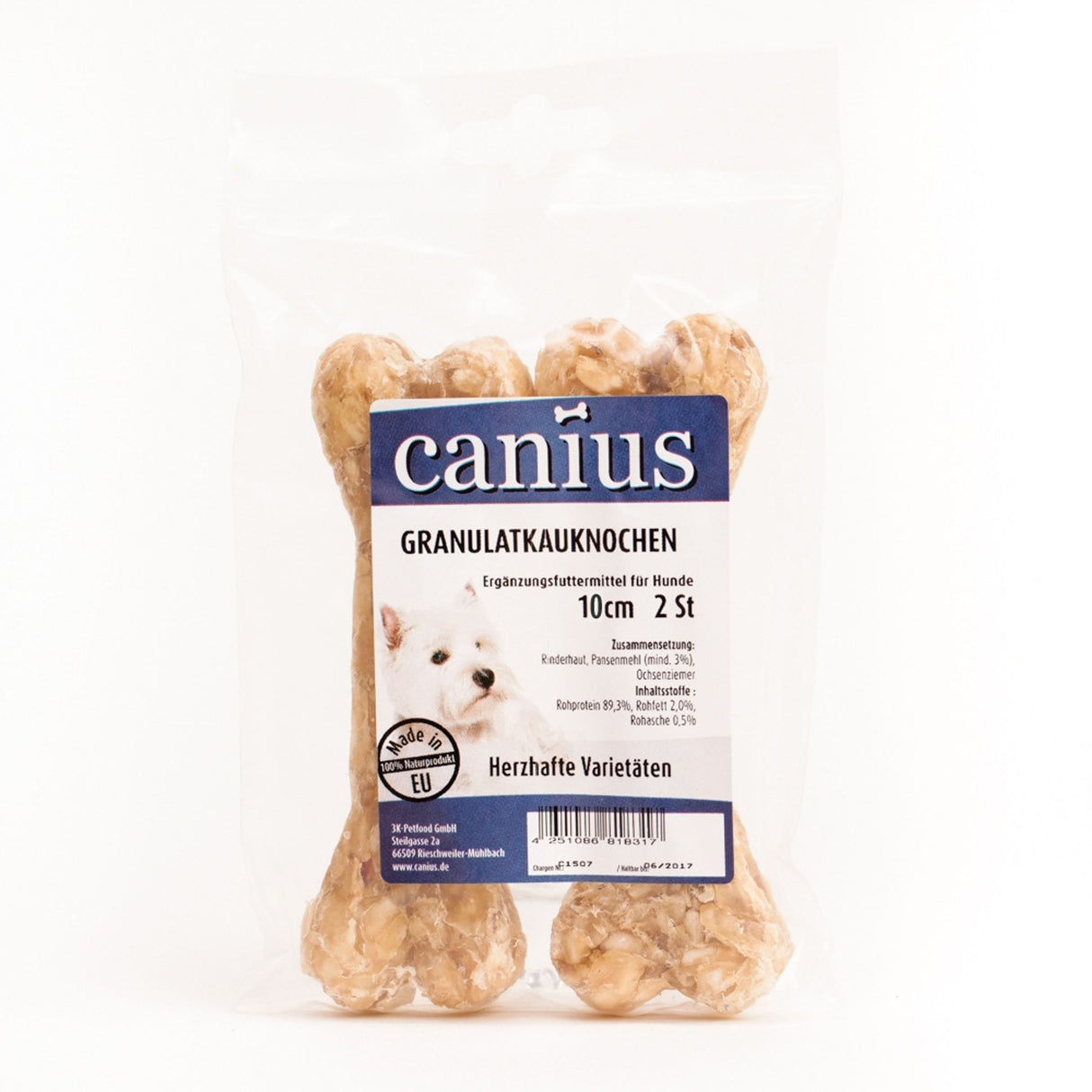 Canius Leckerli Hundesnacks EU Kauknochen gefüllt Lachs 17cm 1St