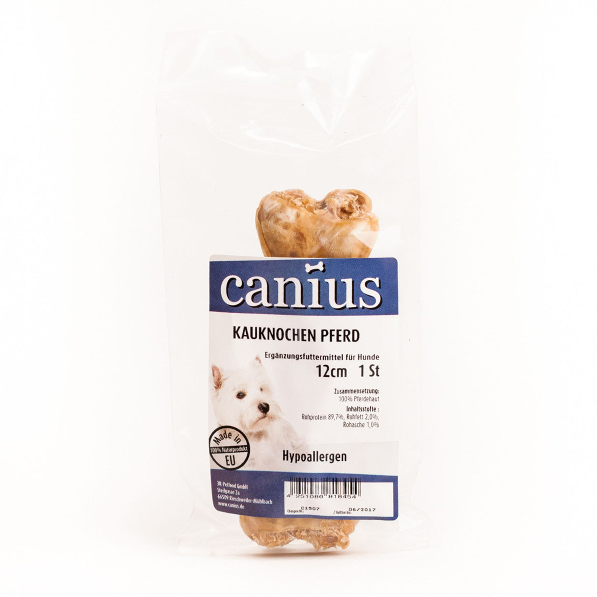 Canius Leckerli Hundesnacks EU Kauknochen 100% Pferd 12cm 1St