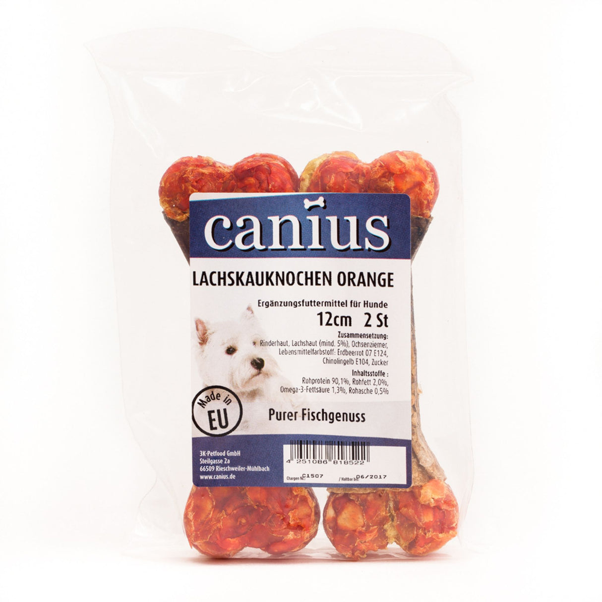 Canius Leckerli Hundesnacks Lachskausnack 12cm Fisch 2er